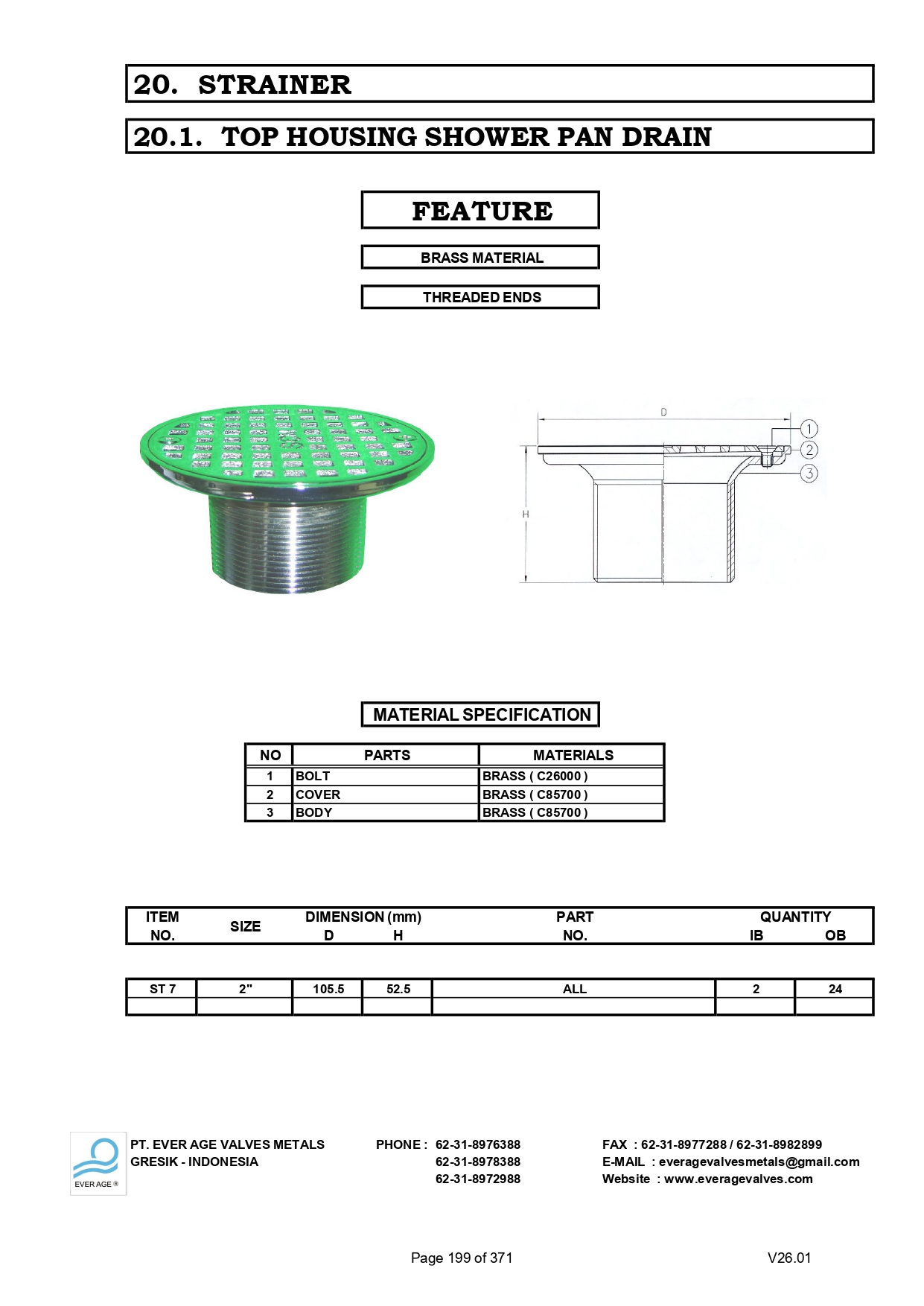 TOP HOUSING SHOWER PAN DRAIN - ST 7